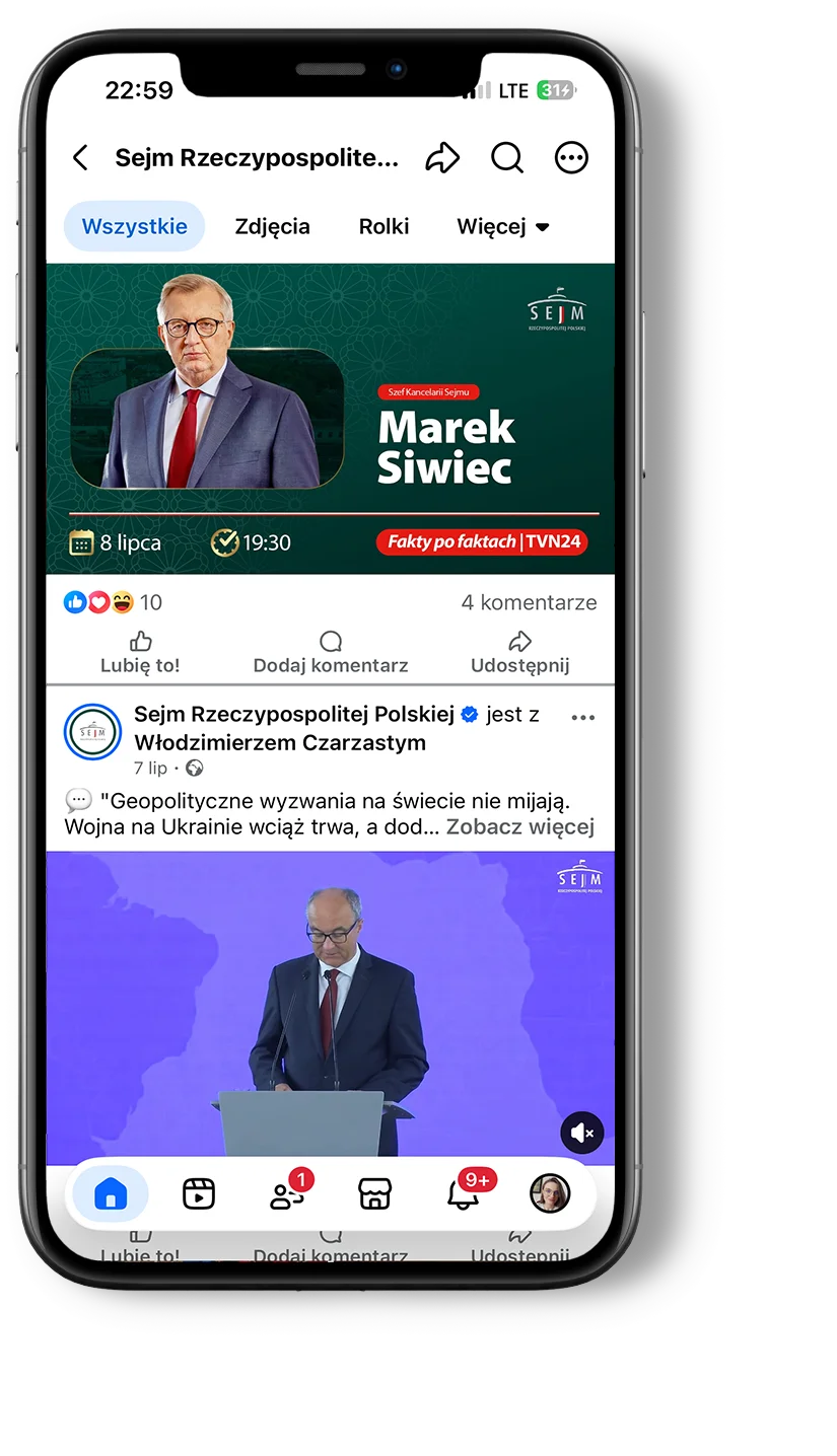 Profil Sejmu RP na Facebooku – post